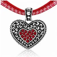 LUISIA® Herzkette LUISIA® Kinder Halskette "Herz" kariert mit Kristallen von Swarovski®