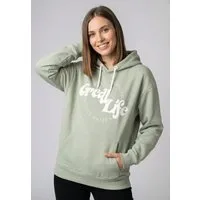 Urban Surface Kapuzenpullover Damen Hoodie Kapuzenpullover mit Frontprint Sweater, Kapuzensweatshirt mit seitl. Eingrifftaschen, mit Kapuze