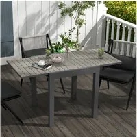 Outsunny Gartentisch Erweiterbarer Esstisch für 6 Personen (Terrassentisch, 1-St., Balkontisch), bis 70 kg belastbar Aluminium Grau 81,162 x 80 x 75 cm