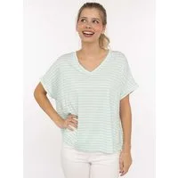 Zwillingsherz T-Shirt "Maritime Streifen" One Size, Kurzarm, V-Ausschnitt, gestreift, Loose Fit