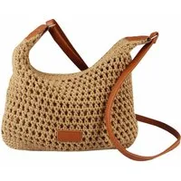 ITALYSHOP24 Schultertasche DAMEN TASCHE Häkeltasche Crossbody Shopper Boho Geflecht Freizeit, Umhängetasche Bodybag Sommer Basttasche Strand Reise Stroh Mini Bag