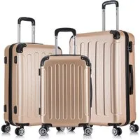 Flexot Hartschalen-Trolley F-2045 Kofferset, 360° Rollen, robuster Reisekoffer, Bordcase, 4 Rollen, Robuster und moderner Koffer mit vier 360° Rollen und Zahlenschloss
