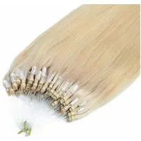 hair2heart Echthaar-Extension Premium Microring Extensions #10/1 Hell-Lichtblond Asch 50cm