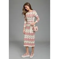 Laura Scott Strickkleid für Frühling und Sommer mit modernem Muster und Bindeband in der Taille