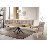 exxpo - sofa fashion Eckbank Latte, moderne Sitz- und Rückensteppung, bequem und elegant, hoher Holzfuß