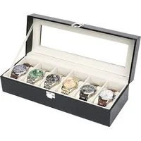 OSTWOLKE Uhrenbox Uhrenkasten Uhrenschatulle für 6/12 Uhren