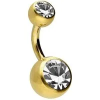 PIERCINGLINE Bauchnabelpiercing Titan Bananabell mit Innengewinde ZWEI KRISTALLE (Bananabells, 1-tlg)