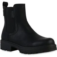 VAN HILL 21620438 KY KA25-6 Damen Stiefeletten Black 38 Stiefelette Damen Klassische Stiefeletten Profil-Sohle Plateau Vorne