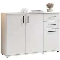 PREISBRECHER Kommode BC 1040, 3 Türen, 2 Schubladen, weiß - 120x84x35cm (BxHxT)