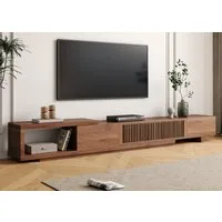 oleyluckidea TV-Schrank für 80"+ TV (Set) TV board ausziehbar, Lowboard Walnuss, TV-Lowboard Breite 198 cm bis 262 cm, Moderner