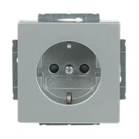 Steckdosen-Einsatz Schutzkontakt 2-polig plus Erde 16 Ampere 250 Volt aluminium, Retail