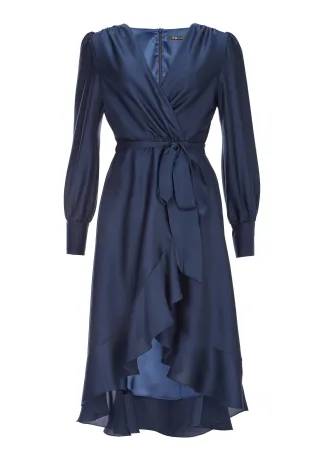 SWING - Vokuhila-Kleid mit blusigen Ärmeln navy - Gr. - 42