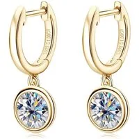 ROUGEMONT Paar Creolen Funkelnde Moissanit Creolen Drop Ohrringe 3ct 925 Silber +Zertifikat, Echtschmuck