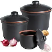 RÖMERTOPF Römertopf Frische-Topf 3er Set, Schwarz, (Set), aus Naturton