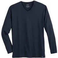 CECEBA V-Shirt Ceceba V-Neck Longsleeve Übergröße navy