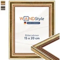 WANDStyle Einzelrahmen H400, Goldener Bilderrahmen 15x20 Holz, Vintage Bilderrahmen Gold 15x20 cm