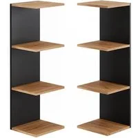 Vicco Bücherregal Paolo, Anthrazit/Goldkraft Eiche, 30 x 95 cm 2er Set, 2-tlg.