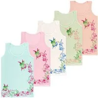 LOREZA Unterhemd 5er Set Mädchen Unterhemden - Schmetterling - Bunt (Set, 5-St., 5er-Pack)