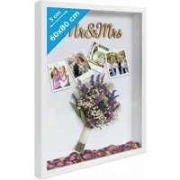 PHOTOLINI Bilderrahmen 3D-Objektrahmen tief zum Befüllen mit Glasscheibe, für 1 Bilder (1 Einzelrahmen), tiefe Rahmen 60x80 cm für Objekte bis 3 cm Tiefe
