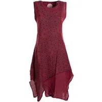 Vishes Midikleid Damen knielanges Kleid Baumwolle Geometrisch Lagenlook Armlos Alternative Bekleidung, Ethno, Hippie, Retro Style