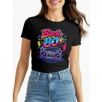 MoonWorks Print-Shirt Damen T-Shirt - Back tu the 80s - Retro Design Fasching Karneval mit Print
