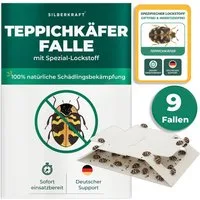 Silberkraft Insektenfalle Teppichkäferfalle mit Spezial-Lockstoff Frühzeitige Befallsüberwachung, Giftfrei & geruchlos, Bis zu 12 Wochen wirksam, Einfache Anwendung