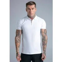 Siksilk T-Shirt SikSilk Herren Weißes Zip-Polo T-Shirt