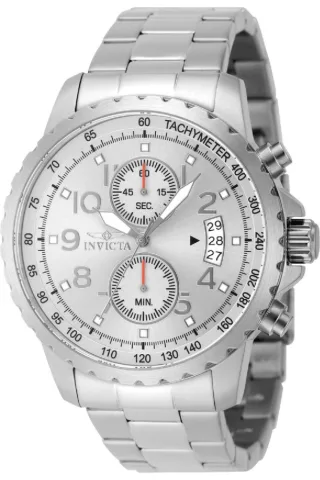 Invicta Specialty 69791 Herrenuhr - Quarzwerk - Stahl mit silbernem Zifferblatt - 47 mm