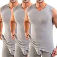 HERMKO Unterhemd 3050 (Pack, 3er) 100 % Bio-Baumwolle Muskelshirt V-Ausschnitt Basic hergestellt in EU