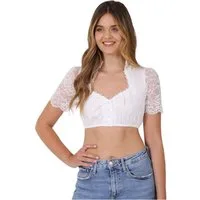 Moschen-Bayern Dirndlbluse Dirndlbluse Damen Trachtenbluse zum Dirndl Kurzarm Spitzenbluse festliche Spitze Stehkragen Creme Spitzenbluse, Trachtenbluse, Bluse, festlich, Spitze, Dirndlbluse