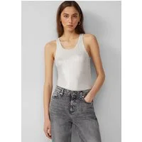QS Muskelshirt T-Shirt Transparentes Ripptop im Metallic-Look