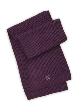Schal in weicher Wollmischung aus Rippenstrick lila - Gr. - one size
