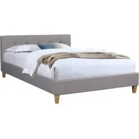 CARO-Möbel Polsterbett ADELE, Doppelbett 140 cm mit Lattenrost und Kopfteil mit Zierknöpfen grau