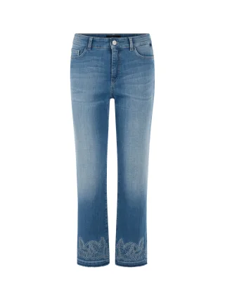 Marc Cain Pants - Jeans FORLI mit Paisley-Lochstickerei blue denim - Gr. - 42