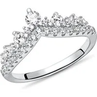 JEWLIX Silberring Damenring im funkelnden Tiara?Design mit Zirkonia SR0499