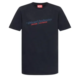 Marineblaues T-Shirt mit Logo der Diesel Industry Denim Division