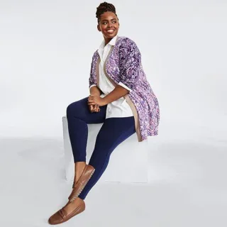 Starfish Leggings für Damen in Plus-Größe, Damen, size: plus, Blau, Elasthan/Baumwoll-Mischung, by Lands' End