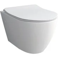 Alpenberger Tiefspül-WC - Wand WC Spülrandlos - Toilette mit WC Sitz mit Absenkautomatik, Wandhängend, Abgang Waagerecht, Klo mit Toilettendeckel D Form, Hänge WC - Moderne Kloschüssel mit Nano