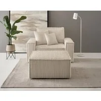 OTTO home Loveseat FINNLEY, Loveseat & Hocker im Set, trendige Stoffe, inkl. Zierkissen (2-St), verfügbar in den Stoffqualitäten Bouclé, Struktur fein und Mega Cord