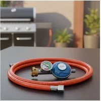Melko Gasgrill Gas Schlauch Manometer Druckminderer Gasregler Propan Butan Gusseisen, Stück, Inkl. Manometer
