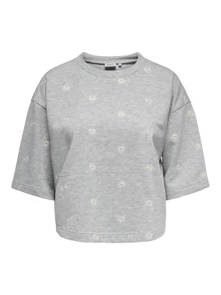 ONLY - ONLLUNA 3/4 O-NECK UB SWT Light Grey Melange - Gr. - XS