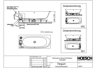Hoesch Monolith Einbau Whirlwanne iSensi Rechteck 1900x800 mit System Tergum 3828N.010305001