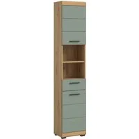 welltime Hochschrank SIENA, Breite 37cm, 2 Tür, 1 Schubkasten, 2 offene Fächer, MDF-Front (1-St., TOPSELLER) in verschiedenen Farben erhältlich, Badmöbel, Badschrank, Schrank, Bad