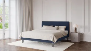 BRUNO Polsterbett 180x200cm in Blau | Matratzen-Härtegrad: Links H3 / Rechts H3 | inkl. Matratze, Lattenrost & Metallfüßen