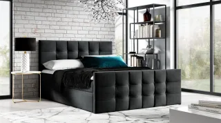 Boxspringbett Schlafzimmerbett NOEL 120x200cm Stoff Schwarz inkl. Bettkasten