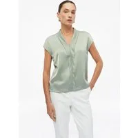 s.Oliver Kurzarmshirt T-Shirt Bluse im Fabricmix mit V-Ausschnitt