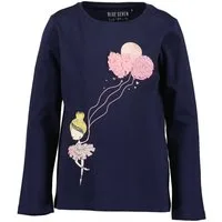 Blue Seven Langarmshirt Baumwolle, Wendepailletten, Glitzerdruck und Tüll-Applikation