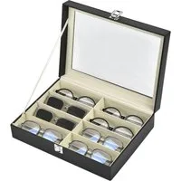 BlingBin Aufbewahrungsbox Schmuckkasten Brillenbox zur Aufbewahrung von 8 Brillen (1er Set, 1 St., 8 Fächer), 34 x 25 x 9 cm Sonnenbrillen Präsentation Brillendisplay