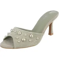 Ital-Design Damen Pantoletten Pumps mit Nieten und Stilettoabsatz Pantolette (91742660) Pfennig-/Stilettoabsatz Sandalen & Sandaletten in Hellgrün