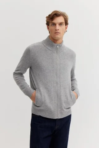 BASEFIELD - Zip Cardigan grey mel. - Gr. - L